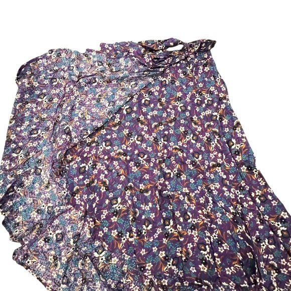 Band of the Free People Linaelle‎ Purple Floral Faux Wrap Skirt Midi NWT $89 MED - Picture 9 of 16